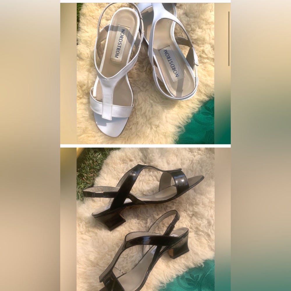 (2 pair) Vintage Nordstrom Elegant White & Black Sandals
